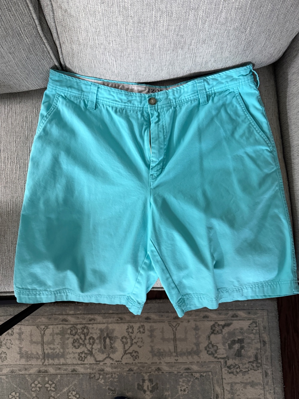 Izod Men’s Aqua Flat Front Chino Shorts